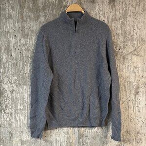 NAKED CASHMERE Men's 1/4 Zip Cashmere Sweater Size L In Smoke